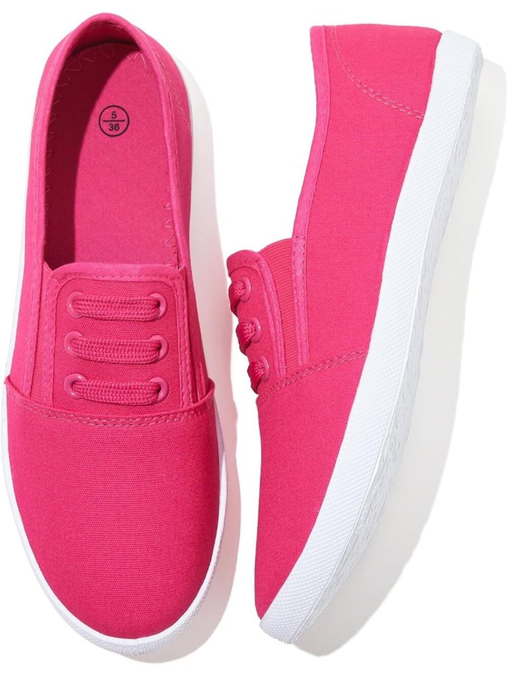 🆕Women's Rose Canvas Slip On Sneakers Casual Walking Non Slip Work Shoes